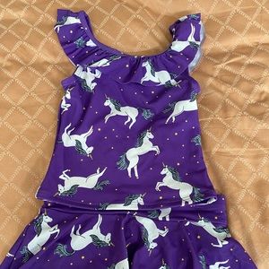 [hanna] purple tankini girls swimsuit unicorn print